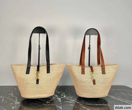 Saint Laurent Panier Medium Bag In Raffia