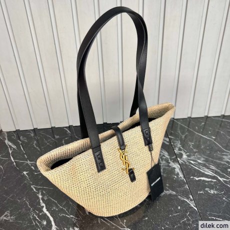 Saint Laurent Panier Medium Bag In Raffia