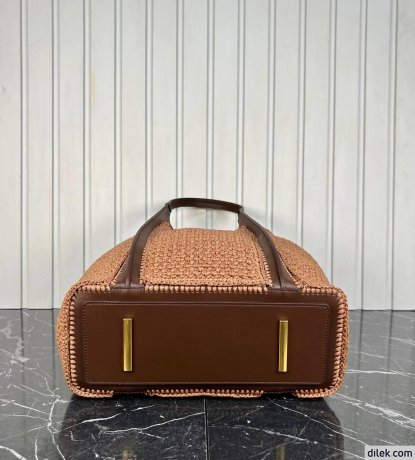 Tod's Timeless Shopping Bag in Raffia and Leather Medium