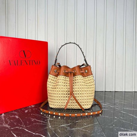 Valentino Garavani Mini Raffia Bucket Bag