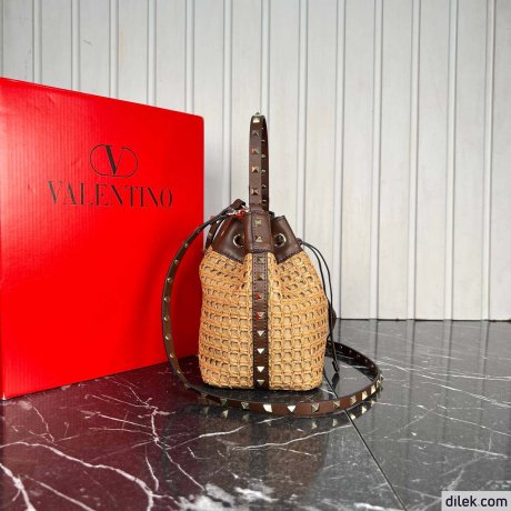 Valentino Garavani Mini Raffia Bucket Bag