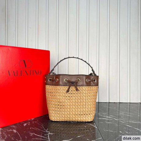 Valentino Garavani Mini Raffia Bucket Bag