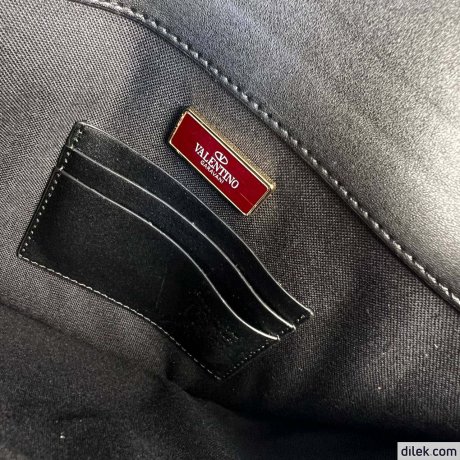 Valentino Garavani Rockstud Raffia Clutch Bag