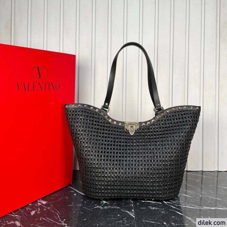 Valentino Garavani Woven Raffia Shopping Bag