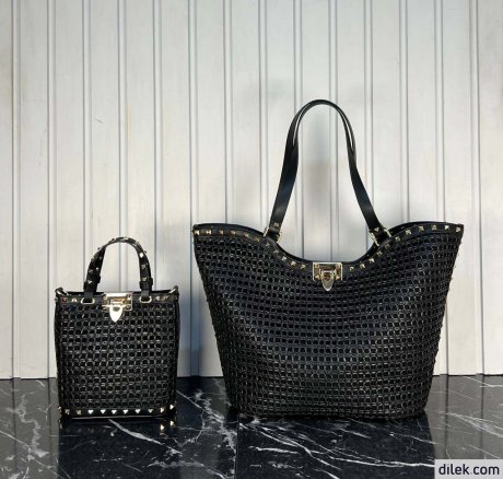 Valentino Garavani Woven Raffia Shopping Bag