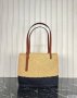 Loewe Small Square Basket Bag In Raffia and Calfskin